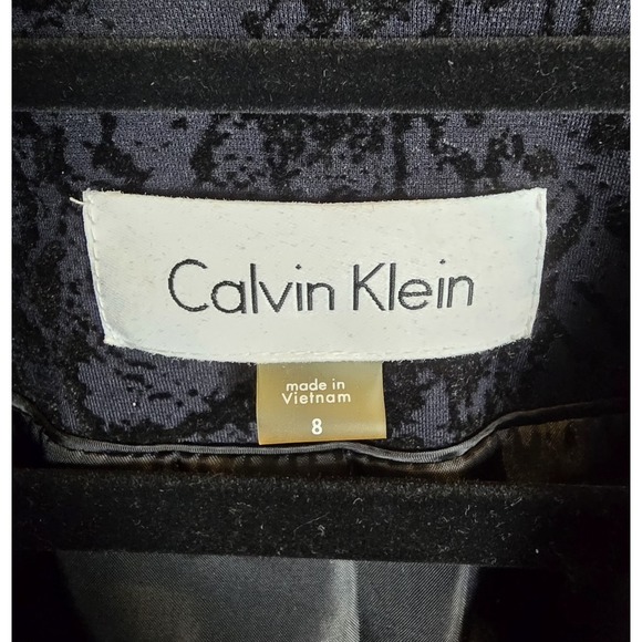 Calvin Klein Women's Black Velvet Blazer Gold Zippers Size 8 - Picture 7 of 14